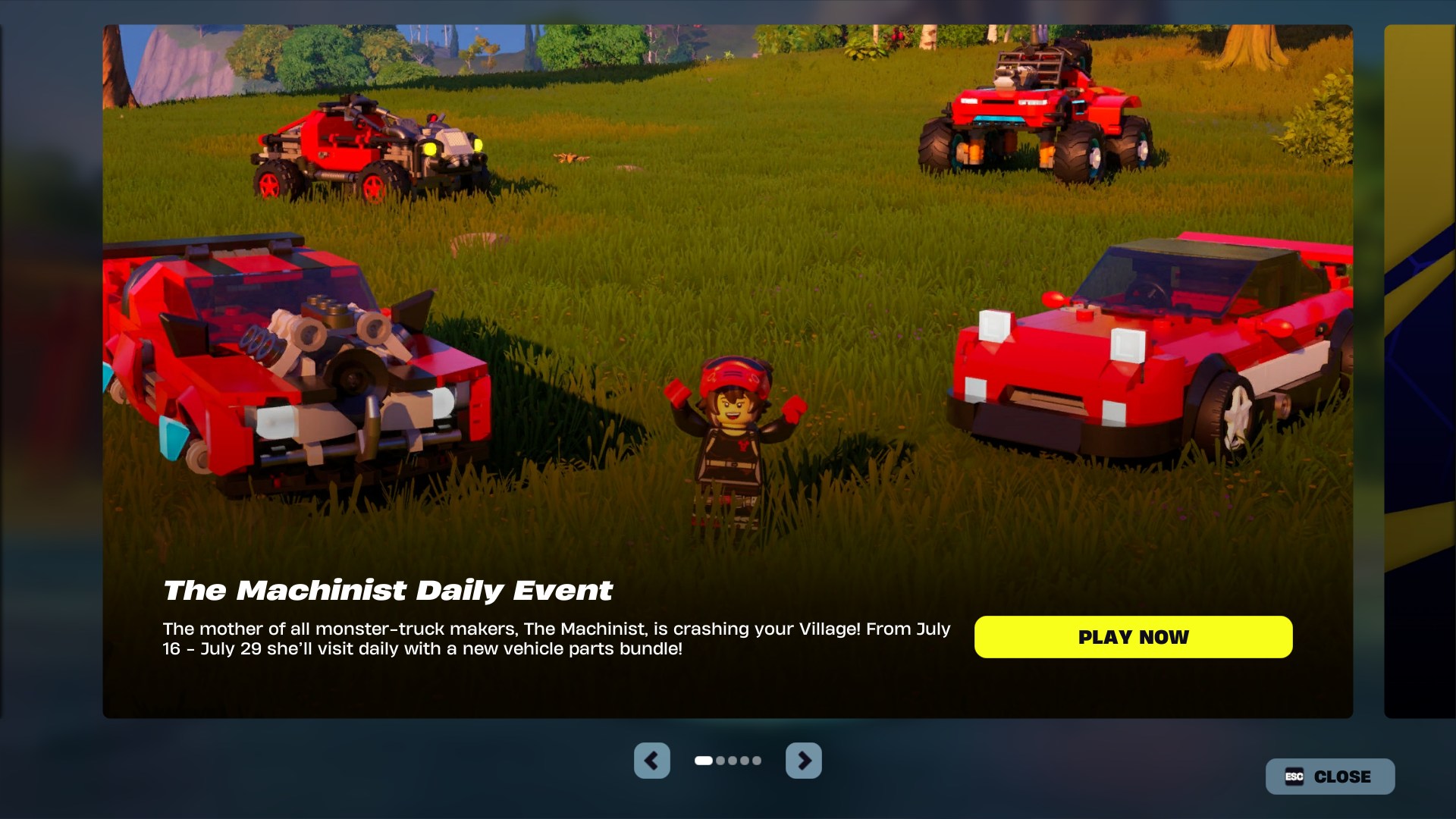 In Game banner for the Cars event